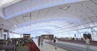 The design of midfield concourse adopts a series of green initiatives, including floor-to-ceiling high performance glazing in the concourse façade, reduced height west facade and north facing skylights in the design to optimise natural lighting and reduce solar heat gain.